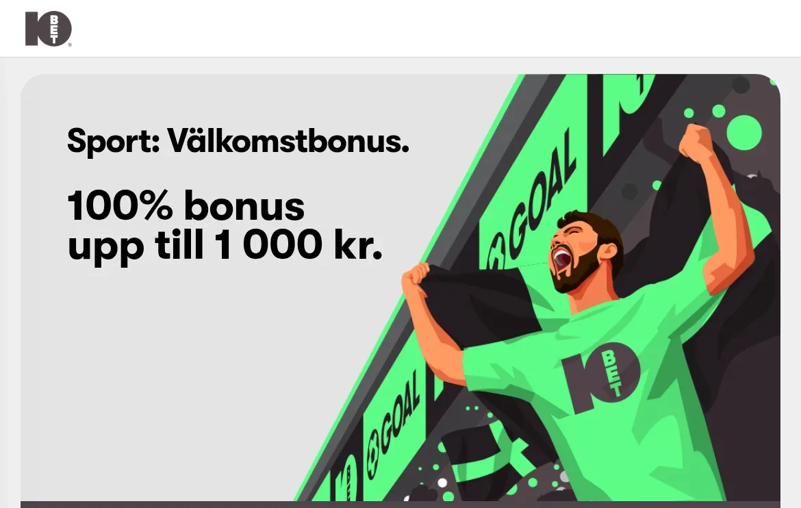 10bets kampanjsida med välkomstbonusen