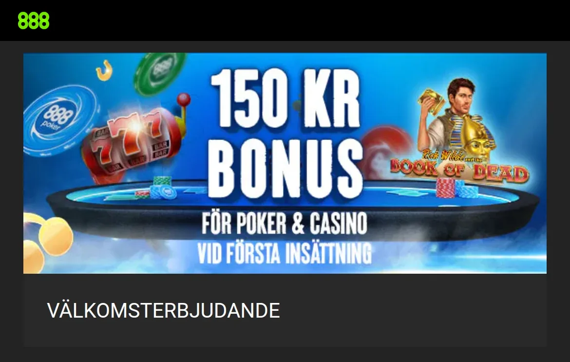 Kampanjsidan på 888poker.se med välkomsterbjudandet