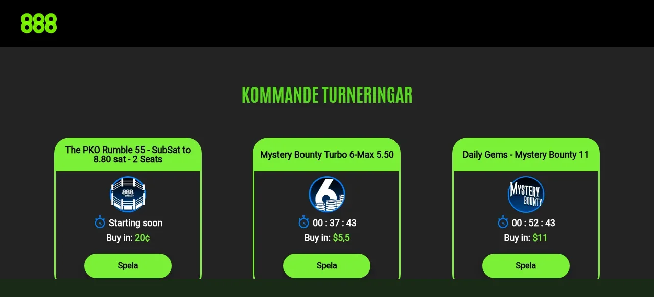 Ytterligare en del av lobbyn på 888poker.se