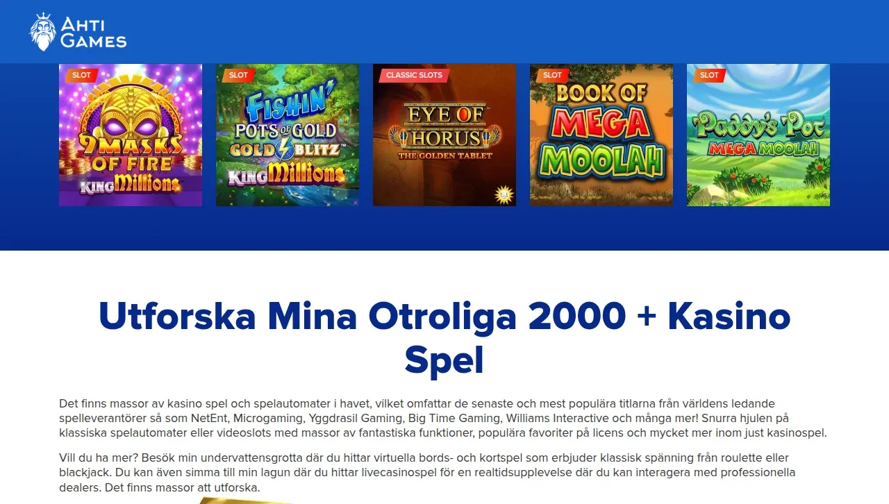 Ytterligare en del av spellobbyn hos Ahtigames