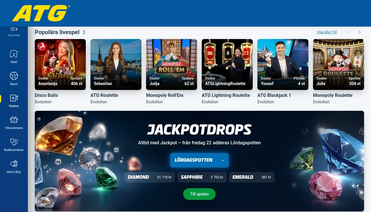 ATG:s spellobby längre ner på sidan