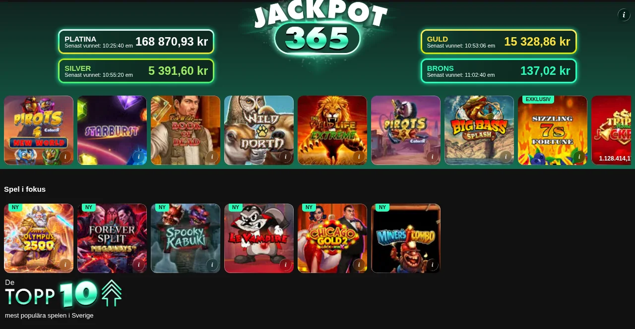 Översikt över en sektion på bet365 där spel och marknader presenteras