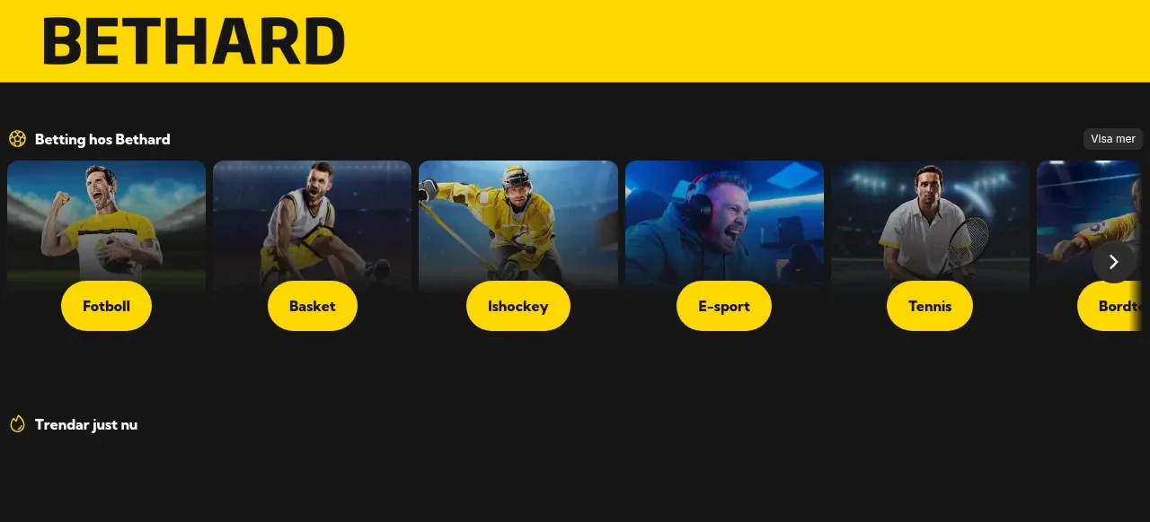 Bethards spellobby med rutor för slots