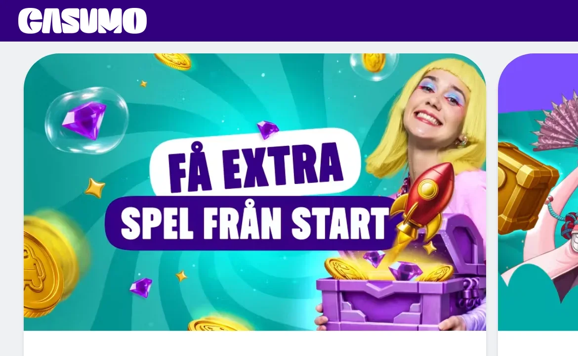 Casumos kampanjsida med välkomstbonus