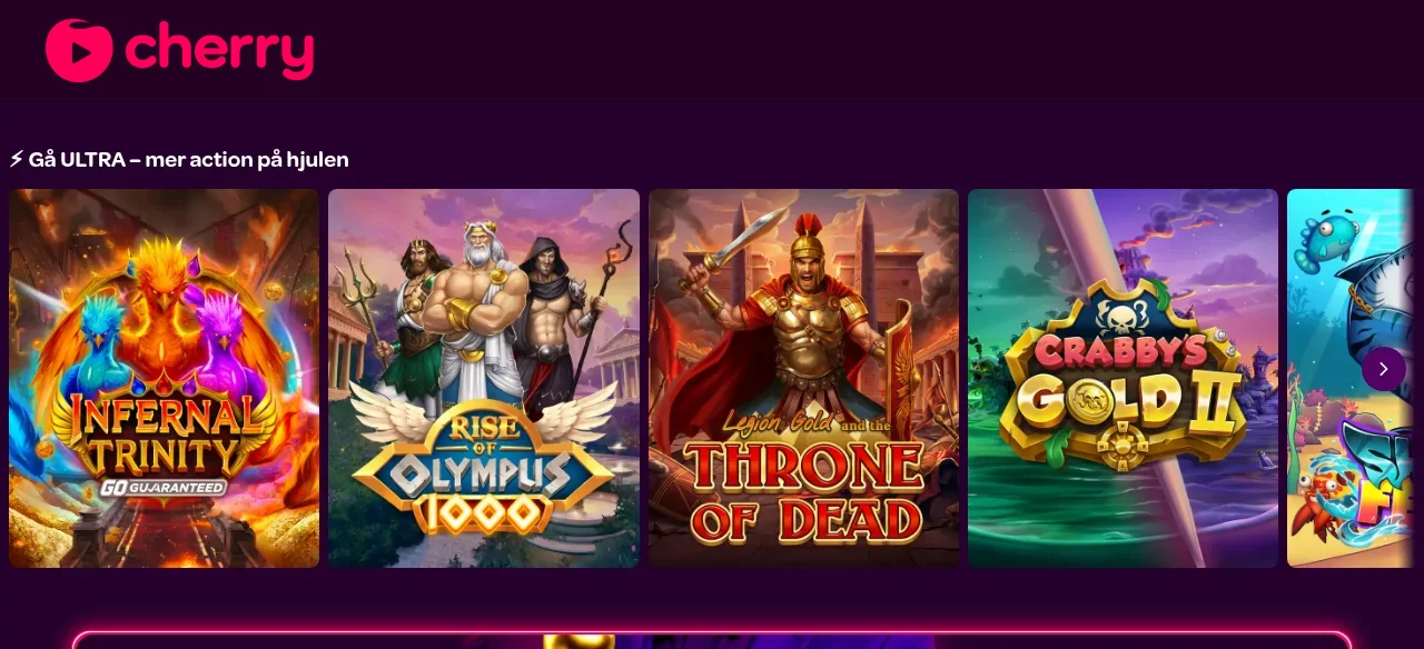 Cherrys spellobby med slots från NetEnt och Play'n GO