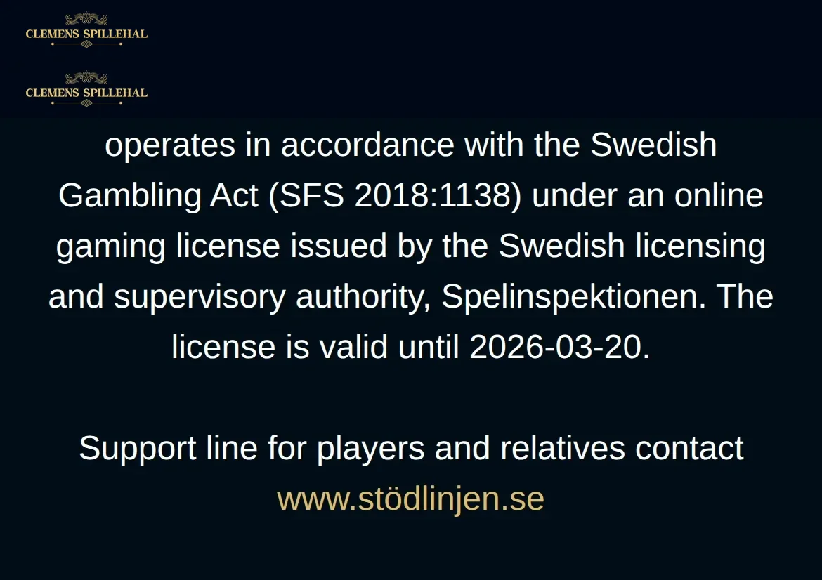 Licensinformation på Clemensspillehals sajt