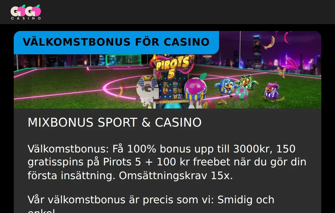 Gogocasinos kampanjsida med välkomstbonusen