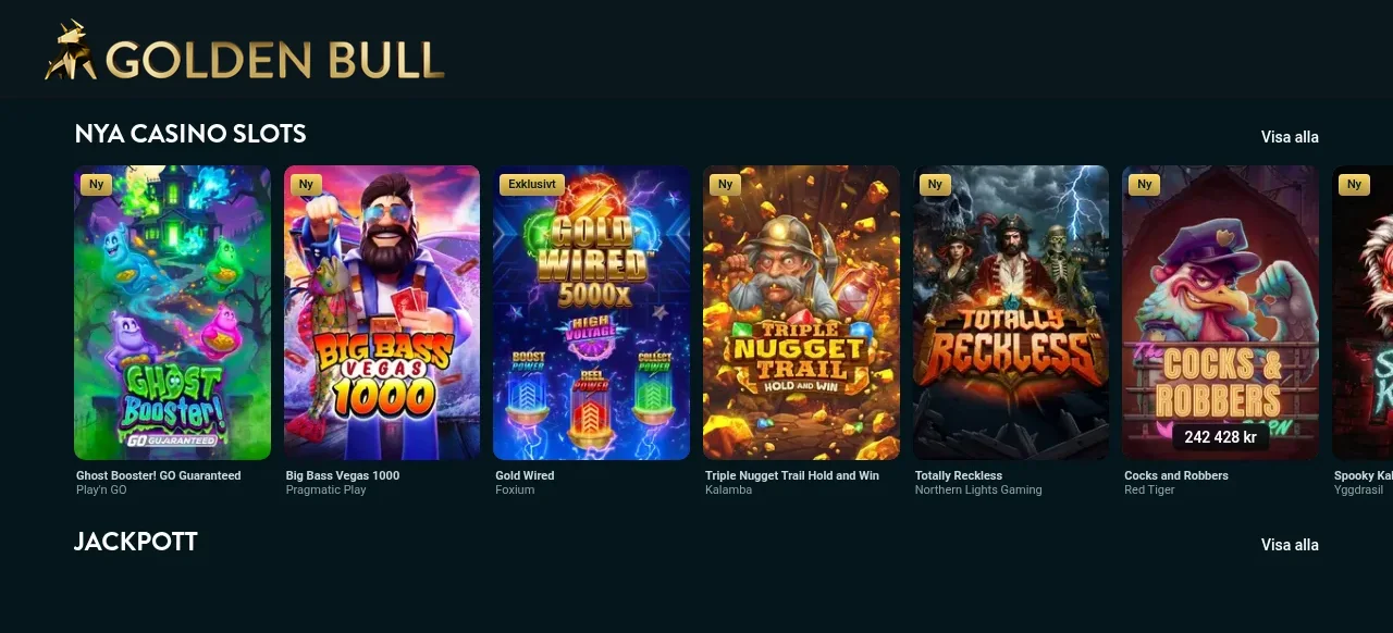 Goldenbulls spellobby längre ned på samma sida