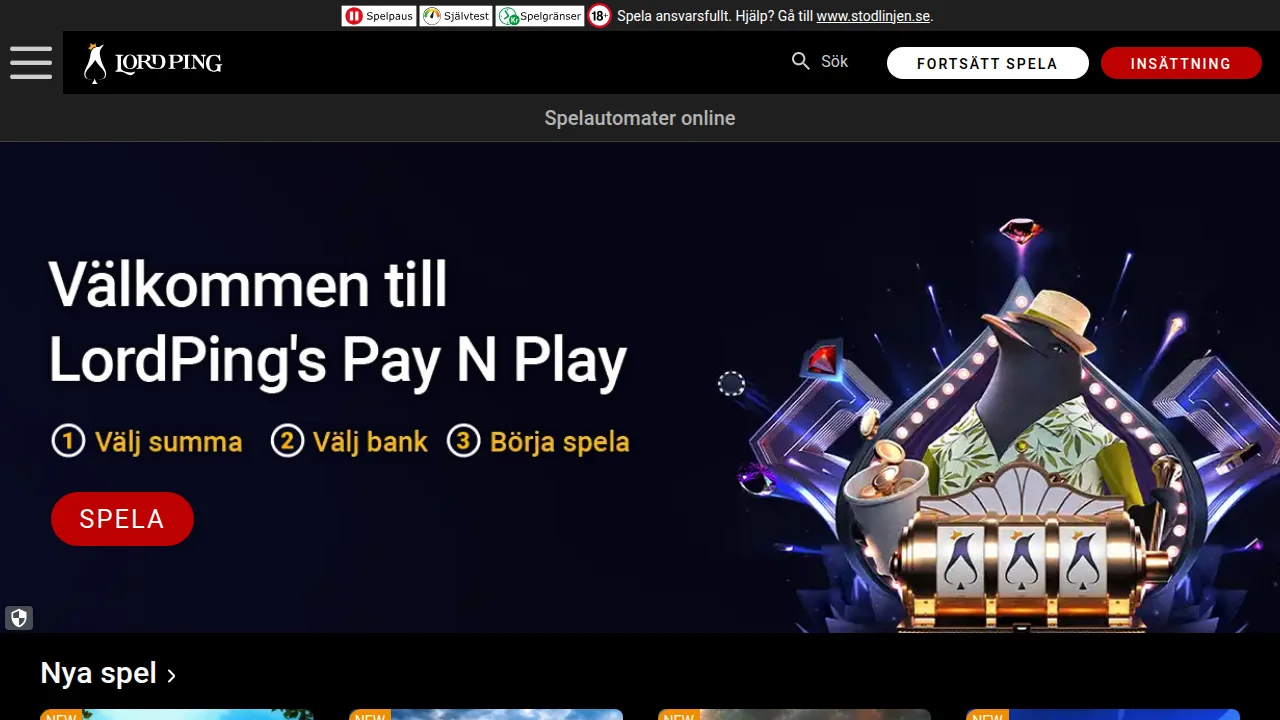 Lordping startsida med logotyp, hero-bild och första erbjudandet
