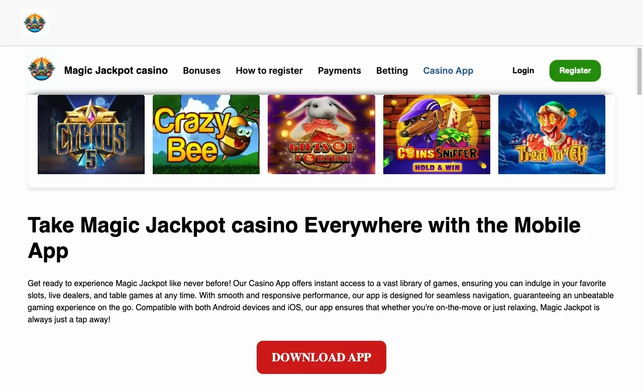 Spellobbyn hos Magicjackpot med spelrutor