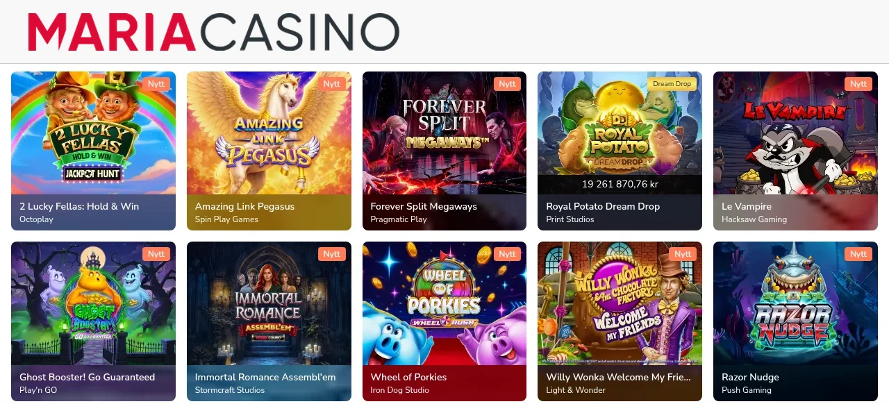 Mariacasinos spellobby längre ned på sidan