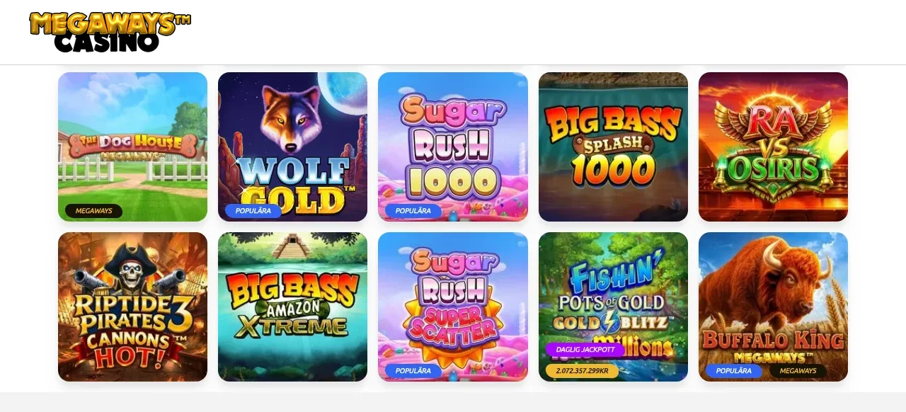 Megawayscasinos spellobby längre ner på sidan