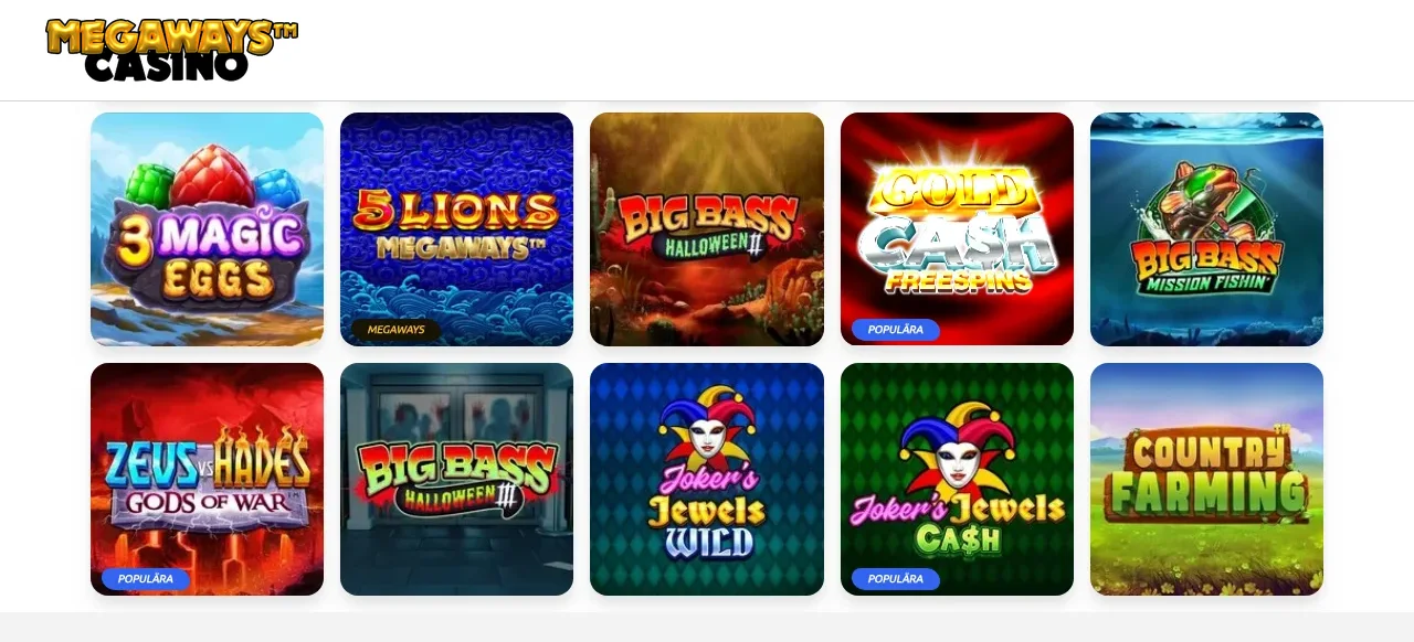 Megawayscasinos spellobby längre ner på sidan