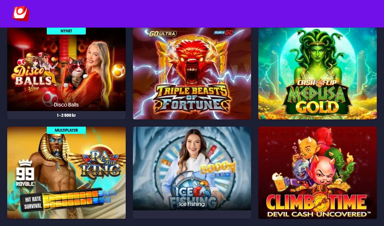 Spellobbyn på Momangcasino med slots som brickor