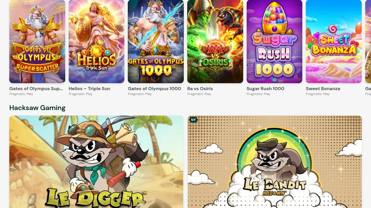 Sekce automatů v casinu Paf s přehledem slotů