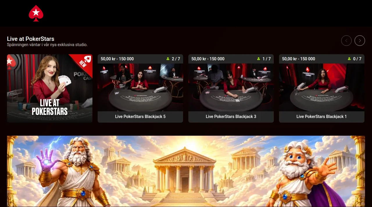PokerStars lobby längre ner på samma sida