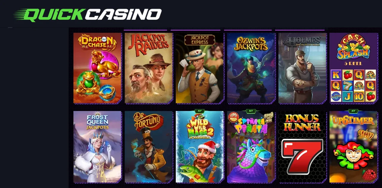 Quickcasinos sektion med jackpottspel