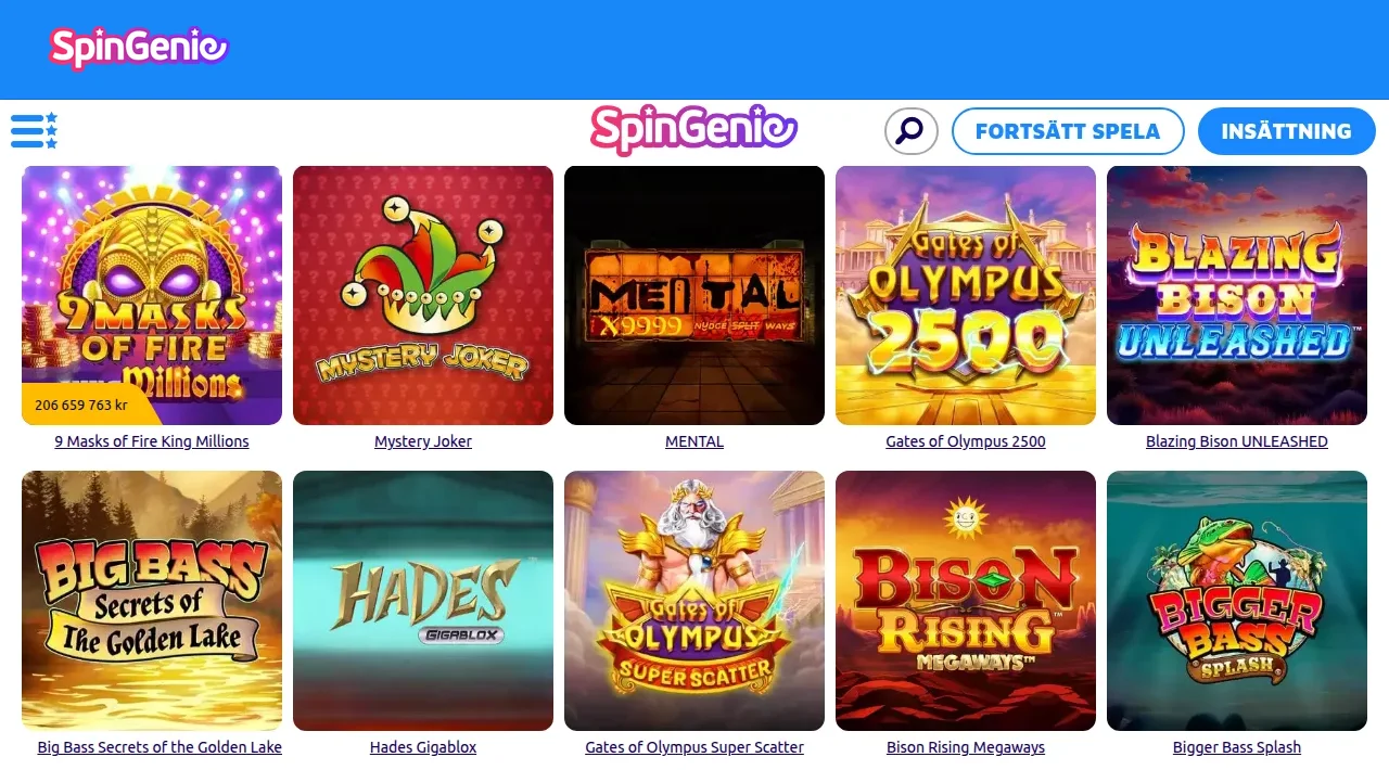 Spellobbyn på Se.Spingenie med slotrutor