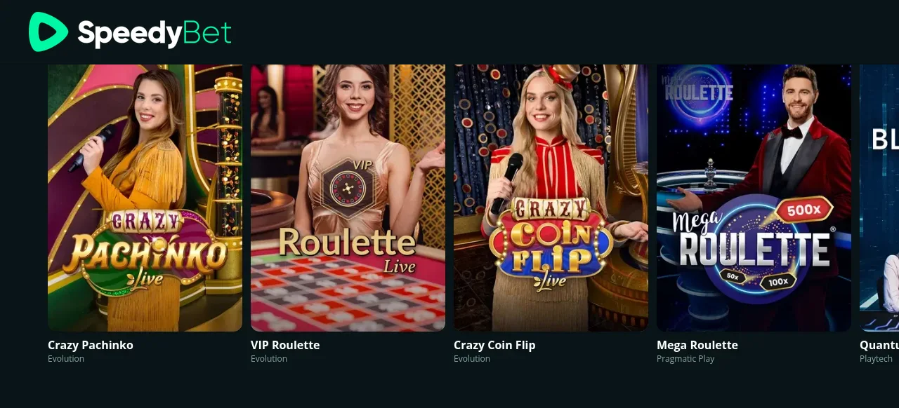 Livecasinosektionen hos Speedybet med livebord