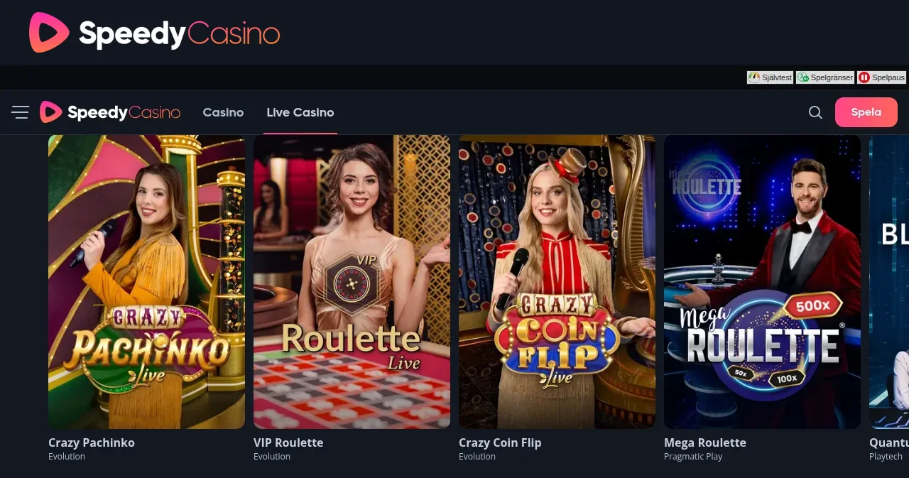 Speedycasinos livecasinosektion
