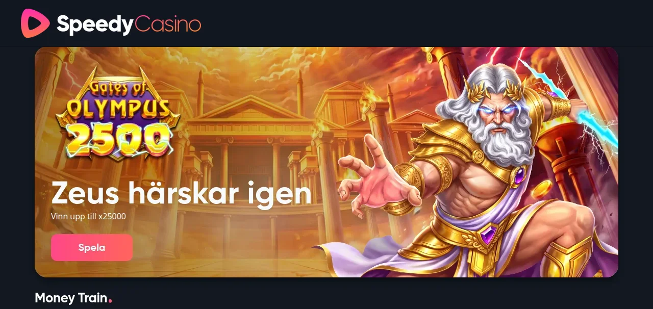 Speedycasinos lobby längre ned på startsidan