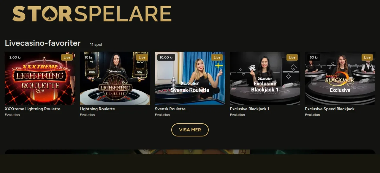 Storspelares spellobby längre ner på sidan