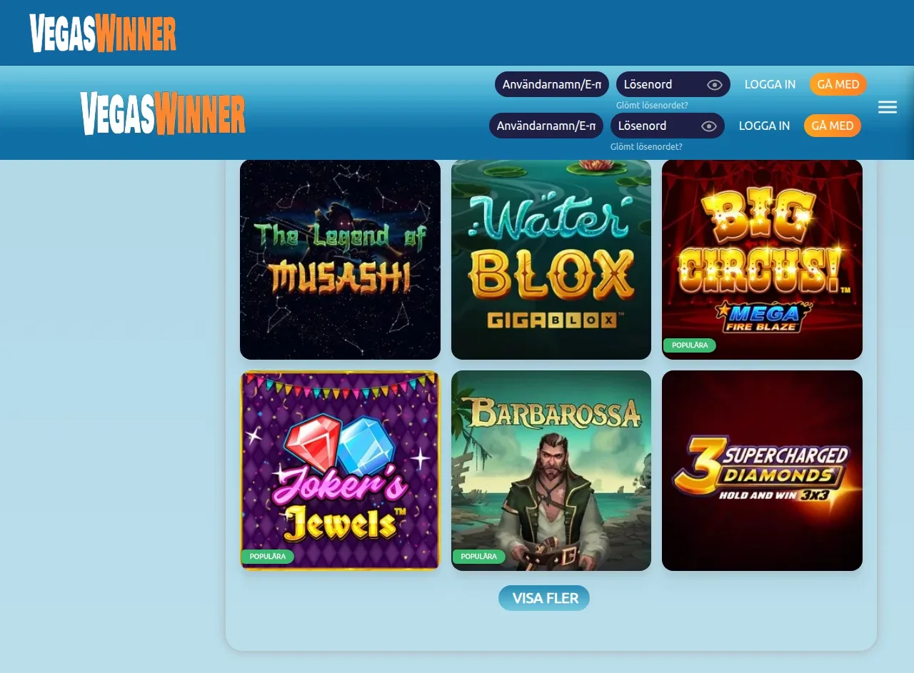 Vegaswinners spellobby med slots