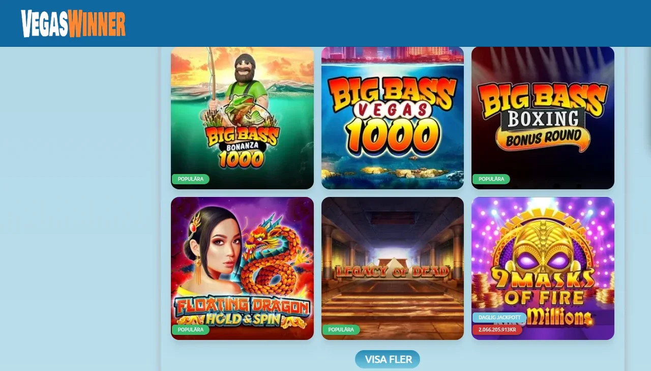 Fler spel längre ner i Vegaswinners lobby