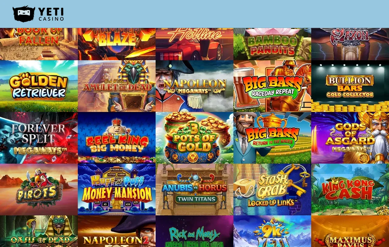 Yeticasinos spellobby längre ner på sidan